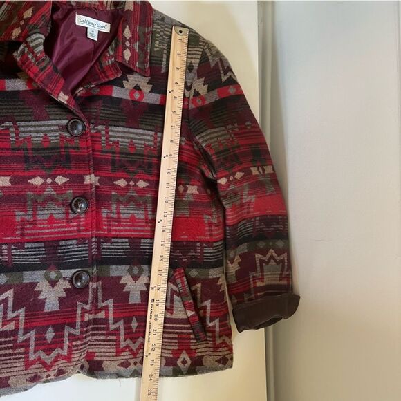 Coldwater Creek Aztec Jacket Blazer Wool Lined Red Size 12 Western Southwestern - Picture 6 of 9